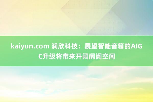 kaiyun.com 润欣科技：展望智能音箱的AIGC升级将带来开阔阛阓空间