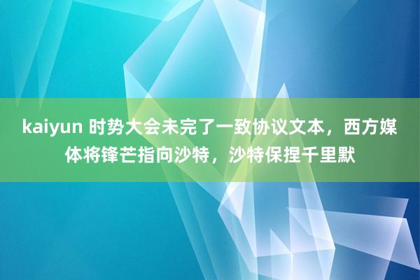 kaiyun 时势大会未完了一致协议文本，西方媒体将锋芒指向沙特，沙特保捏千里默